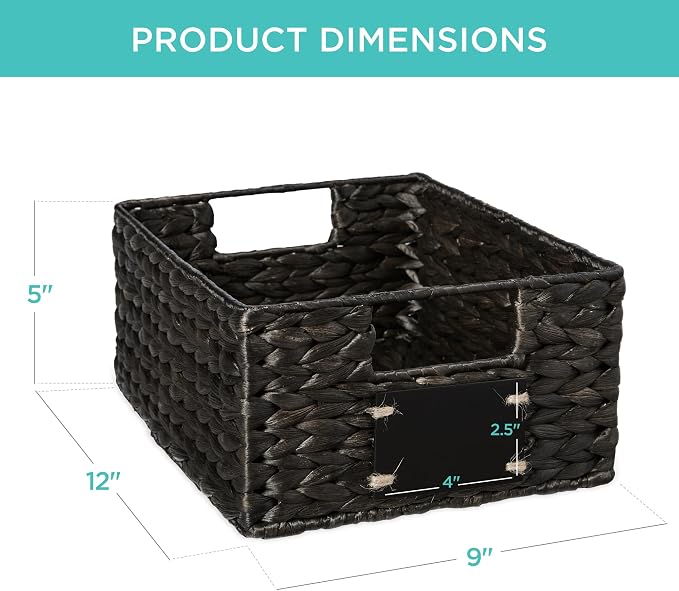 Best Choice Products Set of 4 9x12in Water Hyacinth Pantry Baskets, Woven Organizers w/Chalkboard Label, Chalk Marker - Black - Image 7