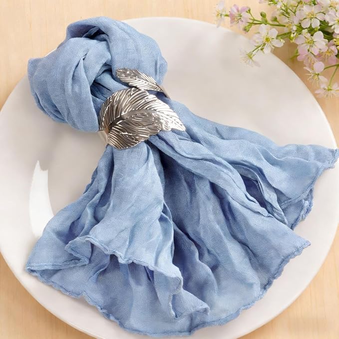 Cloth Napkins Set of 100 21"x21" Reusable Cheesecloth Napkins Dusty Blue | Boho Rustic Dinner Napkins Washable Gauze Table Napkins Cloth Hemmed Edges for Wedding Bridal Shower Family Gathering Decor by MLMC