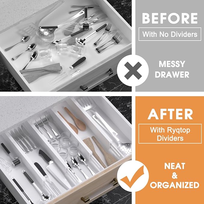 Bamboo Drawer Dividers, Adjustable Drawer Organizers, Fits 12.6–16" Drawers | 2.5" High, 4 Pack Expandable Drawer Separators for Kitchen, Nursery, Dressers & Office Storage, White - Image 2