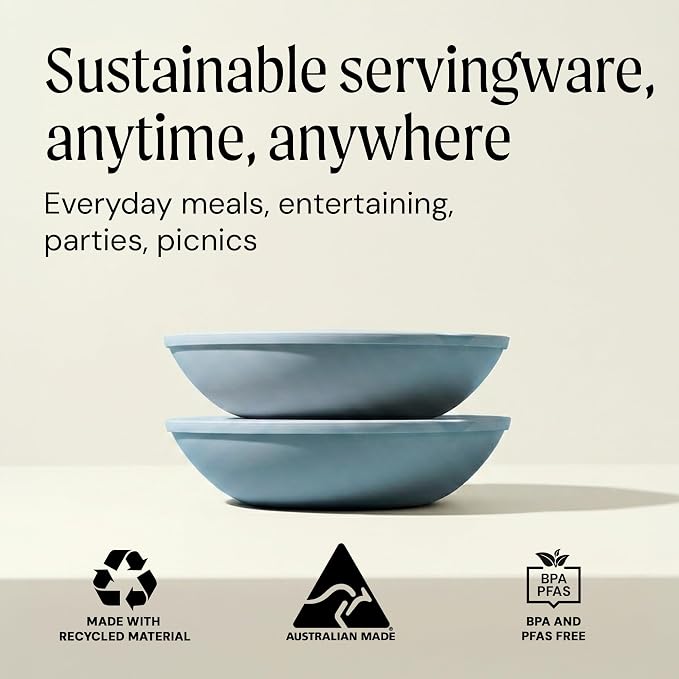Large Serving Bowl with Lid - Certified Recycled Food-Safe Plastic, BPA-Free, Dishwasher, Microwave, Fridge and Freezer Safe | 4.96qt | Blueberry - Image 7