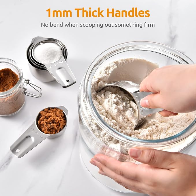 U-Taste 18/8 Stainless Steel Measuring Cups Set of 7-Piece for Dry & Liquid | Food Grade Metal Measure Cups, Dishwasher Safe Measuring Set, Nested Stackable Design, Kitchen Gadget for Baking Cooking Food - Image 5