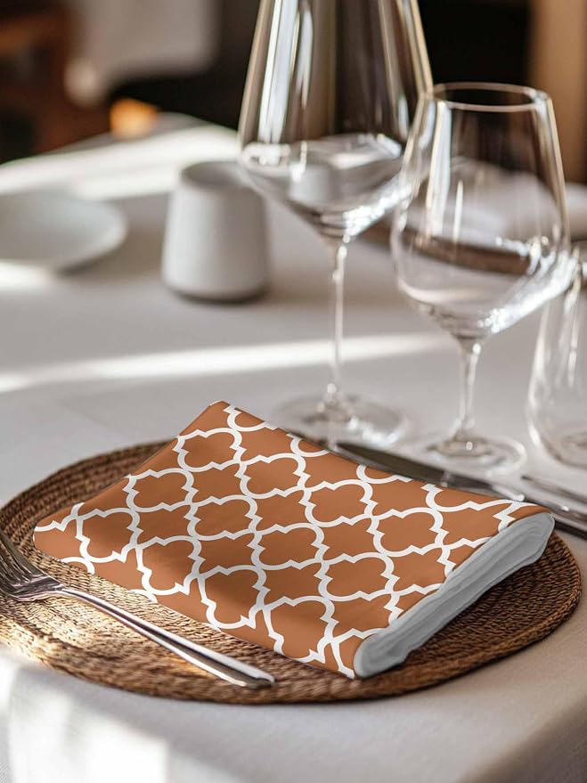 Cloth Napkins Set of 2-20x20 Inches, Orange Moroccon Washable Reusable Table Napkins, Farmhouse Country Minimalist Geometric Soft & Absortbent Dining Napkin for Party Wedding Hotel Restaurant - Image 7