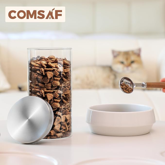 ComSaf Glass Food Storage Containers with Stainless Lids, 44 OZ Clear Glass Jar with Lid, Glass Containers with Lids set of 3, Flour Container for Pasta Sugar Tea Coffee Bean, Kitchen Canister Set - Image 8