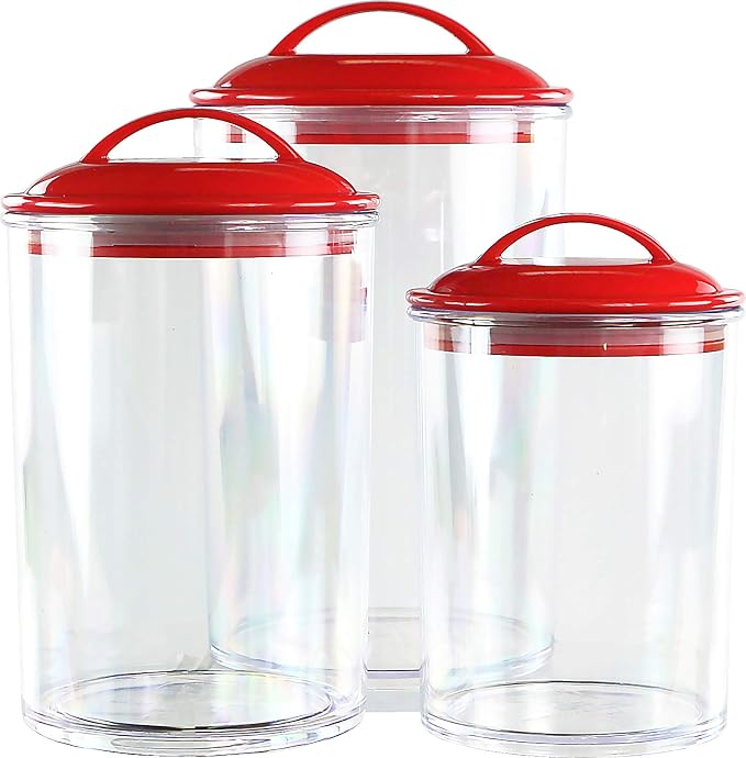 Reston Lloyd Food Storage Containers, BPA Free Airtight Canisters for Cereal, Pasta, Sugar, Coffee, Flour, Cookies, Loose Tea, for Kitchen Organization, Set of 3, Red (Pack of 4) - Image 2