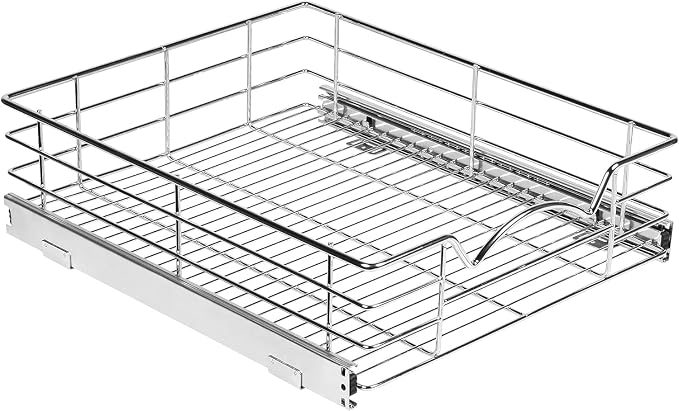 HOLDN’ STORAGE Pull Out Cabinet Organizer, Pantry Drawer, 17"W x 21"D x 5"H | Heavy-Duty Full-Extension, Roll Out Shelf for Pots, Pans & Under Sink Storage, Chrome, Require a 18.25"W Cabinet Opening by HOLDN%E2%80%99STORAGE