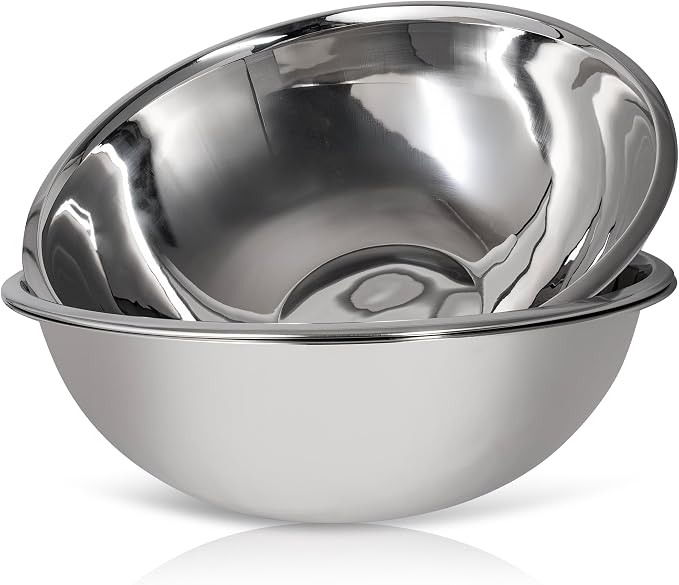 30 Quart Large Stainless Steel Mixing Bowls Set, 3-Pack, Nesting Bowls | Extra Large Commercial Grade Metal Bowls for Meal Prep, Baking, Serving, Food Storage. Rustproof & Dishwasher Safe by WHYSKO