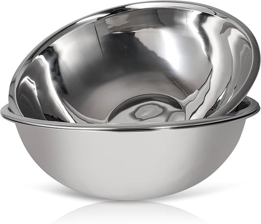 30 Quart Large Stainless Steel Mixing Bowls Set, 3-Pack, Nesting Bowls | Extra Large Commercial Grade Metal Bowls for Meal Prep, Baking, Serving, Food Storage. Rustproof & Dishwasher Safe by WHYSKO