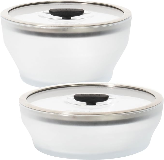 Anyday 4-Pc Microwave Cookware Glass Food Storage Set (Black Sesame) | Large Plastic-Free Containers, Stackable Steamer with Vented Lid, Microwave-Safe Reheating & Steaming Vegetables, Rice by Anyday