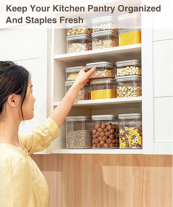 Melovom 4 Pcs Large Pop Airtight Food Storage Containers Set with Lids, 4.2Qt/4L Food Containers with Scoop, Kitchen Pantry Organization and Storage, BPA Free Stackable Cereal Container (4 * 4.2Qt) - Image 5