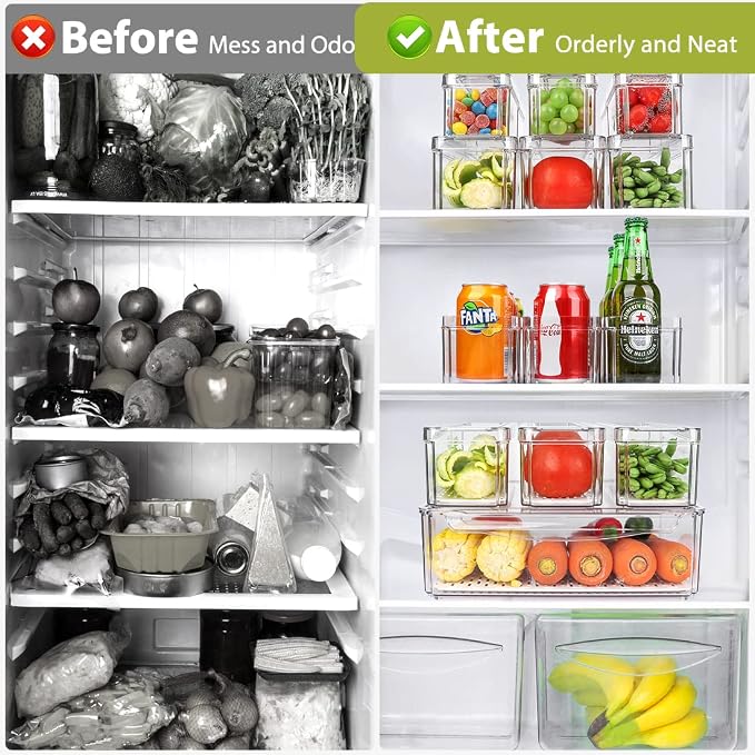 10 Pack Stackable Fridge Organizers and Storage Bins with Lids for Kitchen | PBA-Free Refrigerator Pantry Organizer Bins, Clear Plastic Food Storage Bins for Cabinets, Fruits, Vegetables, Cereals - Image 3