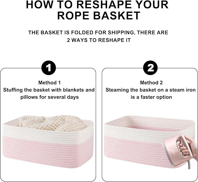 OIASKET Storage Baskets for Organizing 3 Pack, Woven Baskets for Shelves, | Closet Organizer Bins with Handle, Empty Gift Basket, Toy Storage for Toys, Blankets, Towels, Clothes, Books, 15"x11.42"x6.7" - Image 8