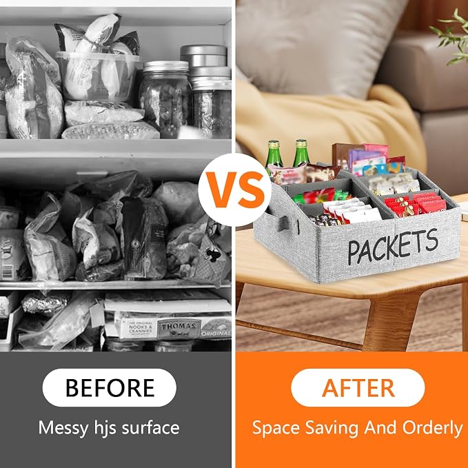 8 Compartment Fabric Snack Organizer with Handle, Portable Kitchen Pantry Storage and Spice Packet Organizer - Image 6