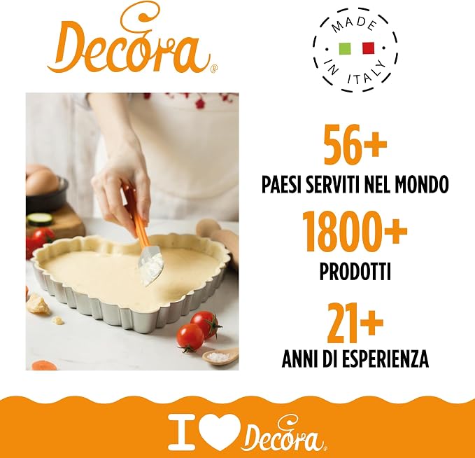 Decora 0075056 Nonstick Steel Fluted Heart Tart Pan 9.8 Inch x 9.1 Inch x 1.2 Inch High with Loose Removable Bottom, for Easy Demolding, Professional Design Registered, Patented - Image 4