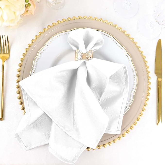 Efavormart Premium Cloth Napkins Set of 100, 20x20 Inch White Seamless Dinner Napkins, Washable Linen Table Napkin Cloth with Hemmed Edges for Weddings, Party and Banquet by efavormart