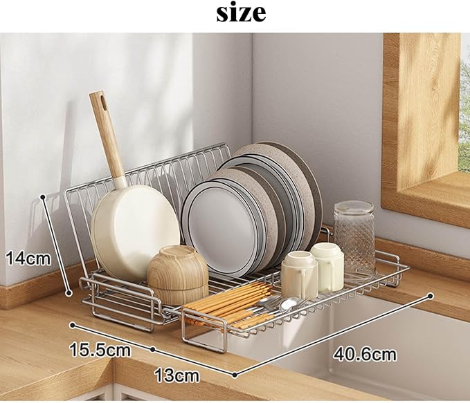 Dish Drying Rack Stainless Steel Collapsible Foldable Small Dish Rack Countertop Portable Drainer for Kitchen Dorm RV Campers Travel Trailer Space Saving - Image 3