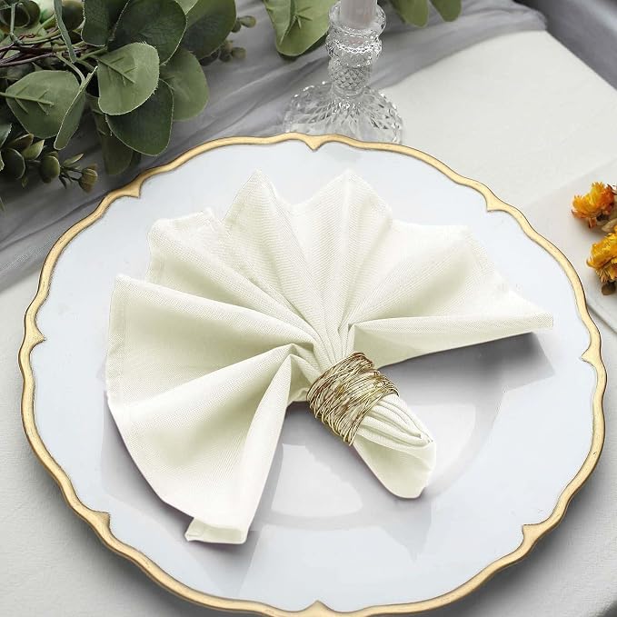 Efavormart Premium Cloth Napkins Set of 5, 17x17 Inch Ivory Seamless Dinner Napkins, Washable Linen Table Napkin Cloth with Hemmed Edges for Weddings, Party and Banquet - Image 6