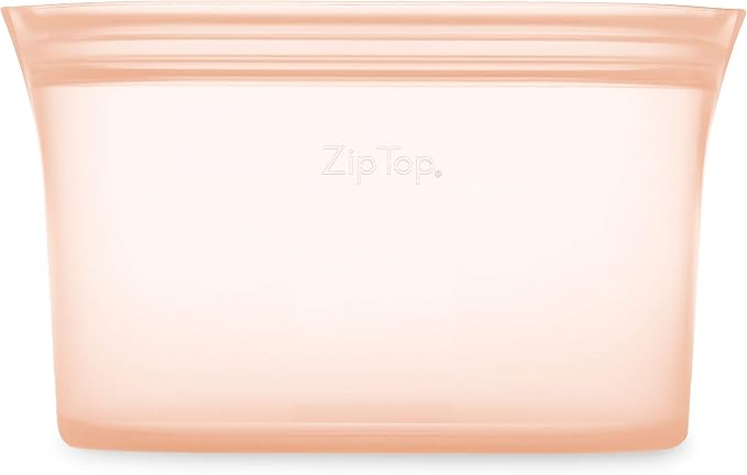 Zip Top Reusable Food Storage Bags | Large Dish [Peach] | Silicone Meal Prep Container | Microwave, Dishwasher and Freezer Safe | Made in the USA - Image 2