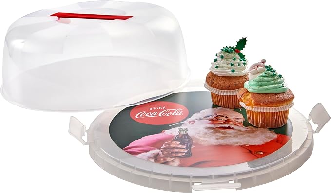 Snips, Cake Holder decoration Santa Claus Vintage Coca-Cola, Sweets Keeper with 4 Safety Locks, Ø 28 cm, Made in Italy - Image 2