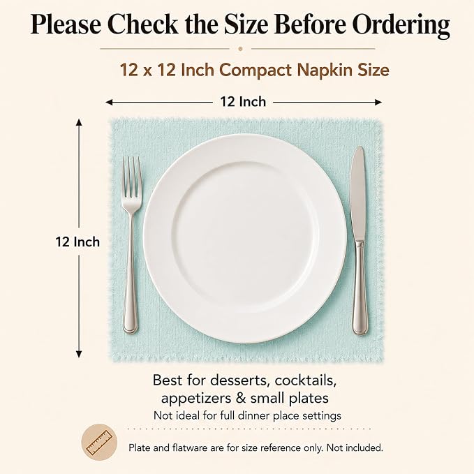 36 Pack Sage Green Cloth Napkins, 12 x 12 Inch Cotton with Fringe Settings | Handmade washable reusable cotton dinner napkins in bulk for weddings, parties, rustic boho table settings - Image 2