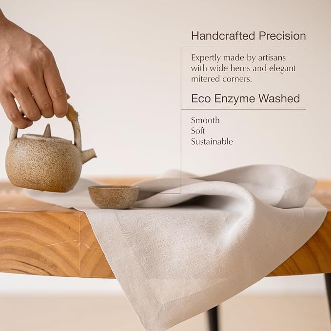 KNOKNO Handmade Organic Hemp Napkins – Set of 4, 18 x 18 Inches | Premium Artisan Table Linens, Sustainable 4-Month Growth Hemp, Durable & Soft for Christmas,Thanksgiving,New Year - Image 3