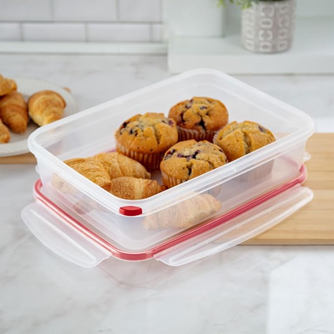 Sterilite Ultra-Seal 16 Cup Rectangle, Airtight Food Storage Container, Latching Lid, Microwave and Dishwasher Safe, Clear With Blue Gasket, 12-Pack - Image 5
