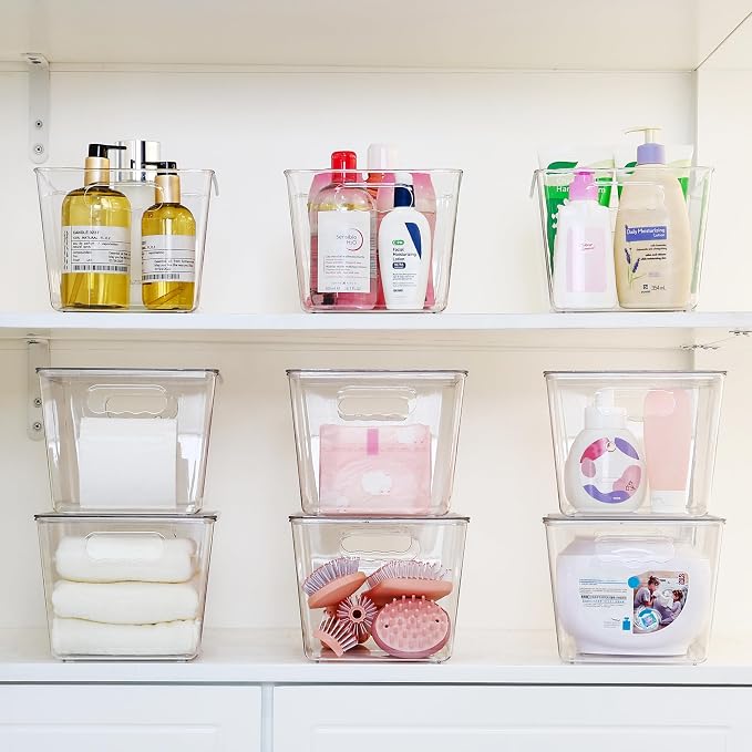 Vtopmart 4 Pack Clear Stackable Storage Bins with Lids, Large | BPA-free Plastic, Organize Vertically, For Pantry Kitchen Fridge Cabinet Closet Bathroom, Built to Last, Easy to Move - Image 6