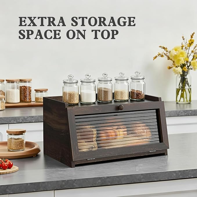 LOHASOK Bread Box for Kitchen Countertop | Large, Farmhouse Bread Container Holder Storage, Acrylic translucent window - Image 4