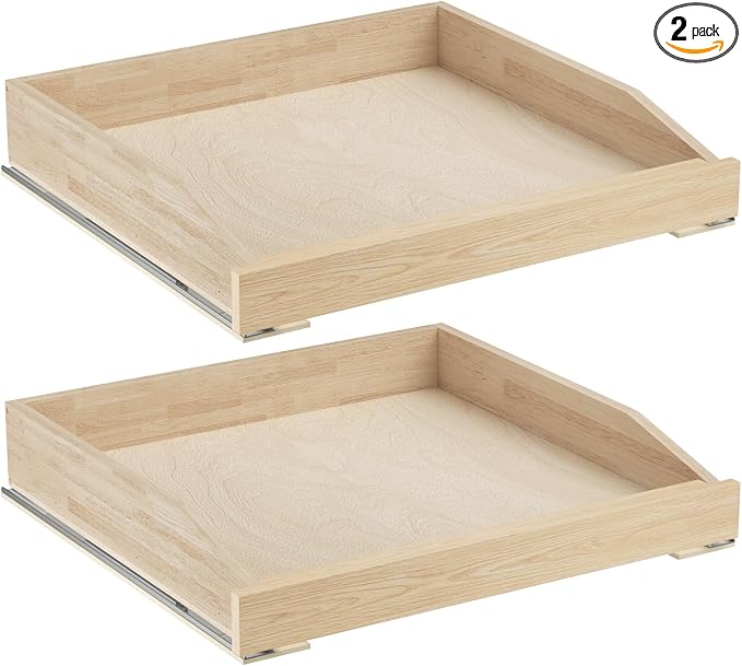 ROOMTEC Pull Out Cabinet Organizer with Soft Close, 22-1/2" W x 21" D, Pull Out Cabinet Drawer for Kitchen cabinets, Pull Out Cabinet Shelf, Finished, Bottom Assembly, 2PCS by ROOMTEC