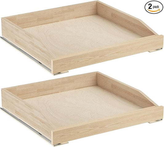 ROOMTEC Pull Out Cabinet Organizer with Soft Close, 22-1/2" W x 21" D, Pull Out Cabinet Drawer for Kitchen cabinets, Pull Out Cabinet Shelf, Finished, Bottom Assembly, 2PCS by ROOMTEC