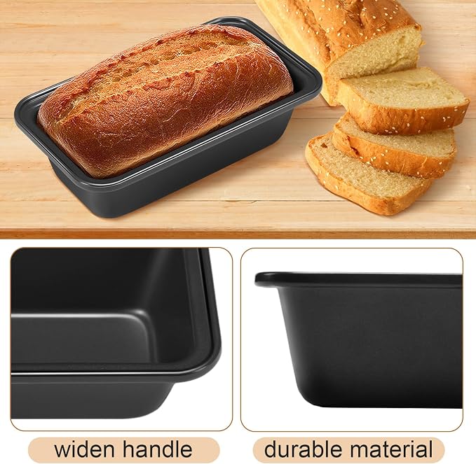 Uiifan 12 Pack Mini Loaf Pans, 6.1 x 3.3 x 2.1 in, Gray | Non Stick Small Bread Pans, Rectangle Banana Bread Tins, Tiny Carbon Steel Baking Pan, for Halloween Baking, Picnics, Party - Image 4