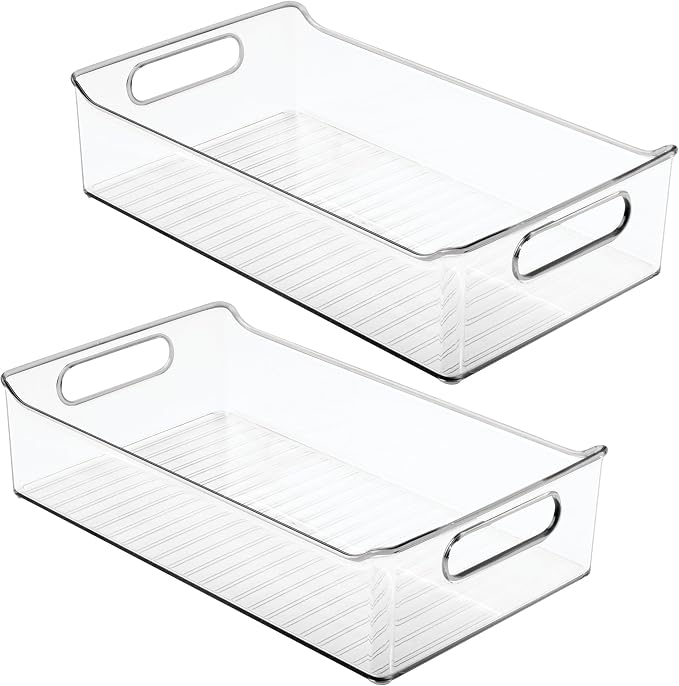 iDesign Plastic Pantry Storage Organizer Bin, Set of 2, Clear | With Handles - Image 9