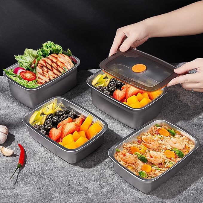 GIUOIDUO 20 PCS Food Storage Containers with Lids Airtight (10 Containers & 10 Lids)，stainless steel food containers leak proof storage box with lid Locking Food Storage Container freezer storage - Image 4