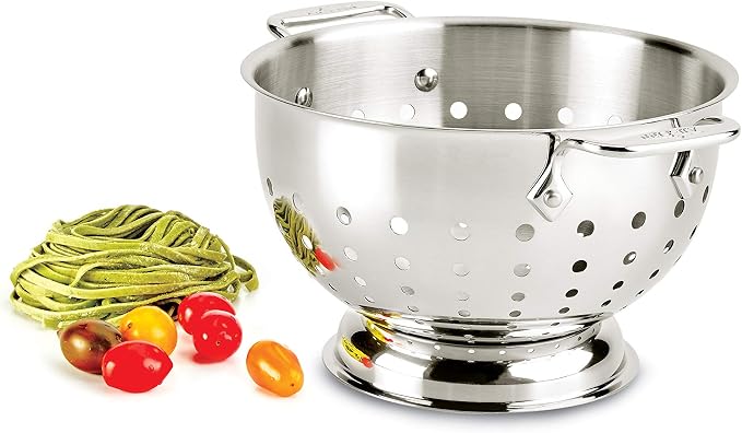 All-Clad Tools and Accessories Stainless Steel Colander 3 Quart Strainer, Pasta Strainer with Handle, Pots and Pans Silver - Image 2