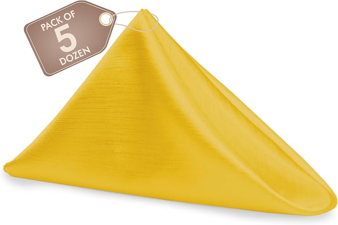 17 x 17-Inch Shantung Satin Cloth Napkins, Gold, Set of 60 by UltimateTextile