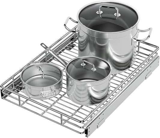 ZOINLIY Pull Out Cabinet Organizer, Slide Out Kitchen Organizers Storage | Heavy Duty Drawer Cupboard Storage Basket, Smooth Sliding, Chrome Finish by ZOINLIY