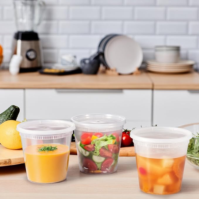 Glotoch Express 24oz Soup and Meal Prep Containers with Lids, Durable BPA-Free Plastic, Stackable Design, Microwave/Freezer/Dishwasher Safe, 240 Pack - Image 6