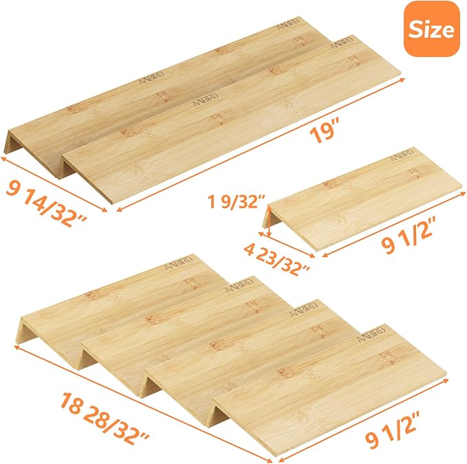 AMBIRD Bamboo Spice Drawer Organizer with Non-slip Mat,4 Tier Jar Spice Rack Tray 9.5'',Seasoning Organizer for Kitchen,Cabinet,Drawers,Countertop - Image 2