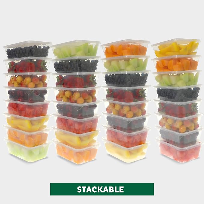 Freshware Food Storage Containers [50 Set] 25 oz Plastic Deli Containers with Lids, Slime, Soup, Meal Prep Containers, BPA Free, Stackable, Leakproof, Microwave, Dishwasher and Freezer Safe - Image 5