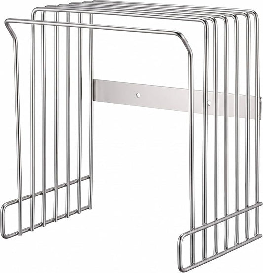 Geetery Wall Mount Cutting Board Rack 6-slot Metal Wire Polished Stainless Steel Cutting Board Organizer Holder for Commercial Kitchen Fits Baking Sheets and Pans Lids 9.5" x 7.4" x 10.5" by Geetery