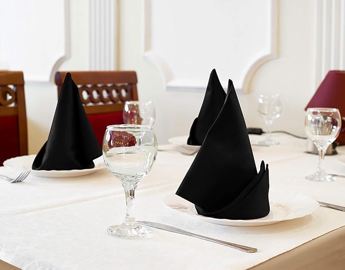 Utopia Kitchen Cotton Blend Black Cloth Napkins [24 Pack, 18x18 Inch] | Absorbent Washable and Reusable for Dinner, Restaurant, Lunch, Wedding and Hotel - Image 2