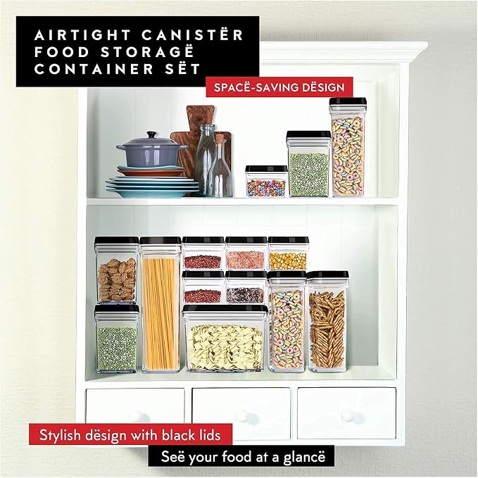 DWËLLZA KITCHEN Airtight Food Storage Containers Set - 7 PC Set - For Kitchen Pantry Organization and Storage - BPA-Free - Clear Plastic Canisters for Spaghetti, Noodles, Pasta, Snacks & Much More - Image 4