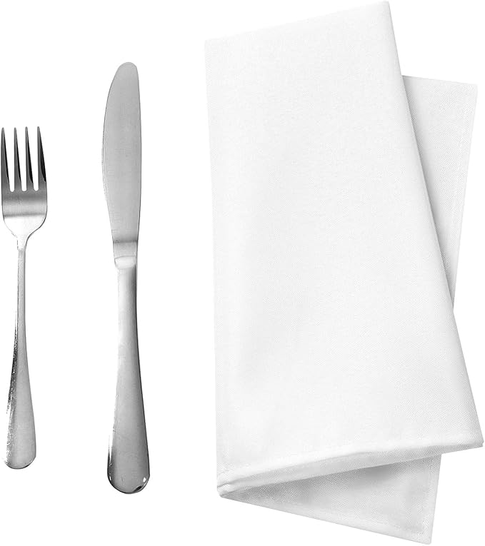 50pcs Polyester Cloth Napkins - 17 x 17 inch White Dinner Washable Napkins with Hemmed Edges for Restaurant/Wedding/Hotel(50,White) - Image 4