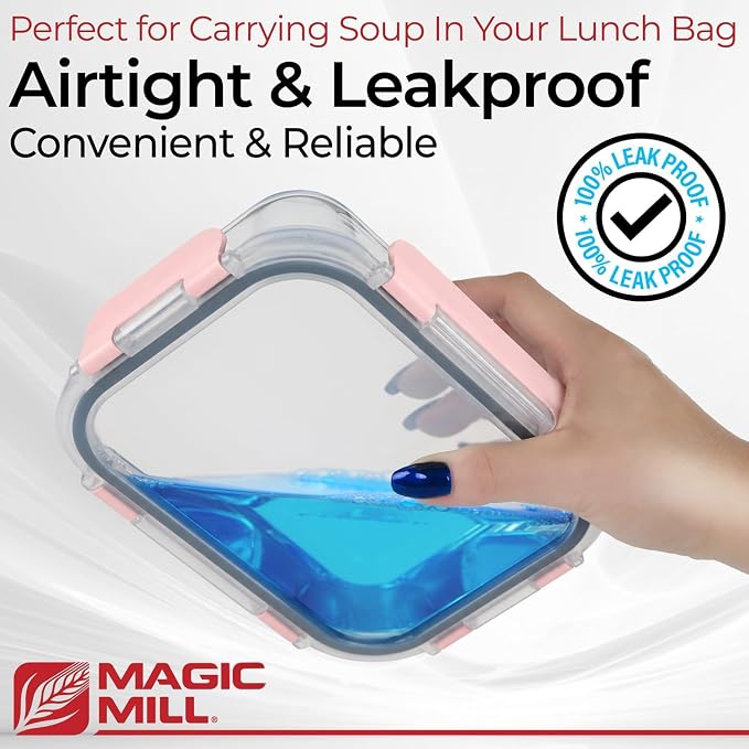 Magic Mill Premium Borosilicate Glass Food Storage Containers with lids Set | 24pc Sets with 12 Bowls & 12 Airtight Locking Lids for Lunch & Meal Prep, Safe for Oven, Freezer, Dishwasher, BPA-Free - Image 2