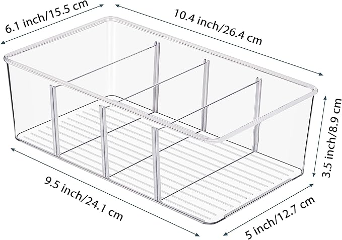 Vtopmart 10 Pack Food Storage Organizer Bins, Clear Plastic, 4 Compartments | For Pantry, Kitchen, Fridge and Cabinet Organization, Organize Food Packets, Snacks, Pouches and Spice Packets - Image 2