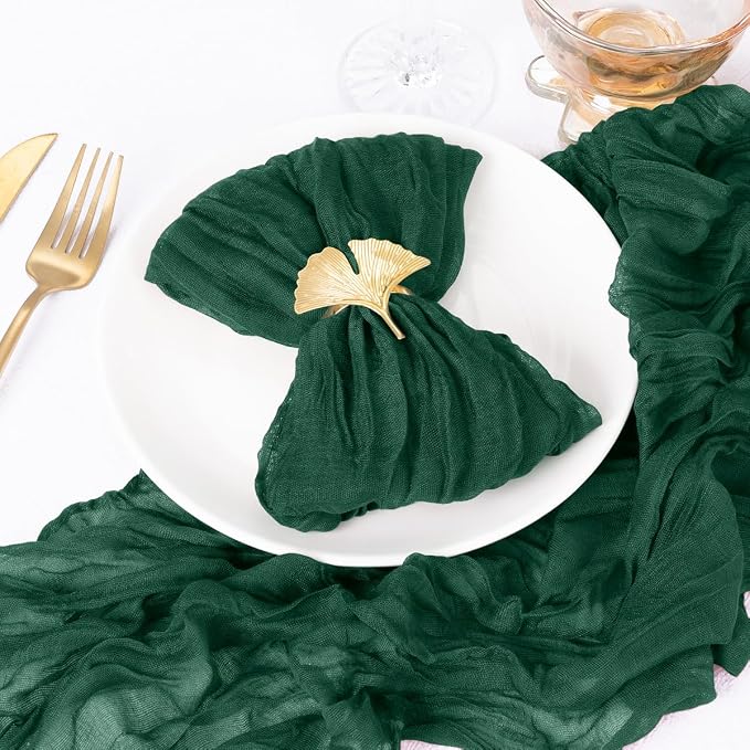 DeZerlor Emerald Green Christmas Cheese Cloth Napkins Set of 12 for Party | Reusable Cloth Napkins Bulk, for Wedding Bridal Baby Shower Dinner Cocktail Birthday Home, 21x21 Inches - Image 2