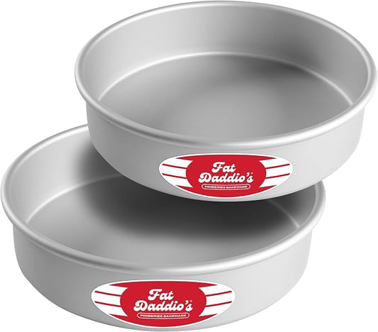 Fat Daddio's Anodized Aluminum Round Cake Pans, 2 Piece Set, 8 x 2 Inch by FatDaddios