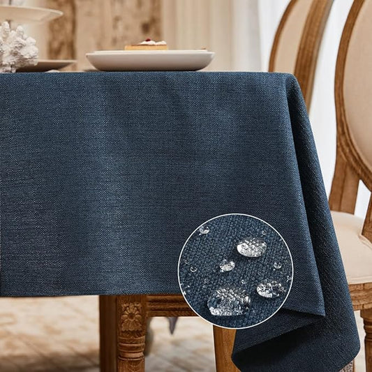 BALCONY & FALCON Rectangle Table Cloth Waterproof Navy Blue 95"x55" | Rectangular Washable Wrinkle Resistant Table Cloth Linen Fabric Tablecloths for Dining Party Kitchen Wedding and Outdoor Use by BALCONYFALCON