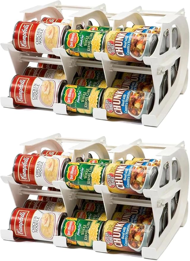 FIFO Can Tracker 2-Pack - 2-Tier Rotating Food Can Organizer for Pantry, Expandable Soda Can Storage for Kitchen, Holds 30 Cans of Food or Soda by FIFO