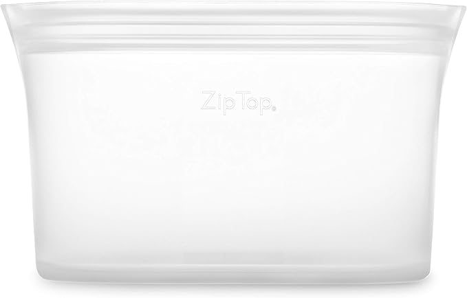 Zip Top Reusable Food Storage Bags | Large Dish [Frost] | Silicone Meal Prep Container | Microwave, Dishwasher and Freezer Safe | Made in the USA - Image 2