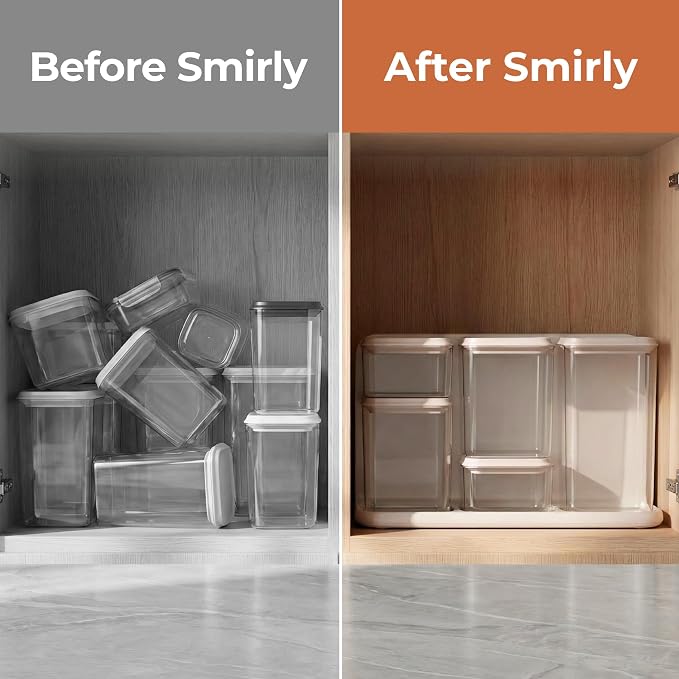 SMIRLY Glass Airtight Food Storage Containers with Pop Lids - White | BPA-Free Air Tight Pantry Storage Containers for Cereal Flour Sugar, Food Storage Containers 5 Pcs (0.7Qt*2, 1.7Qt*2, 2.1Qt) - Image 6